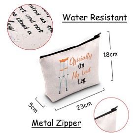 Broken Bones Recovery Gift Officially On My Last Leg Funny Broken Leg Gifts Orthopedic Surgeon Cosmetic Zipper Bag