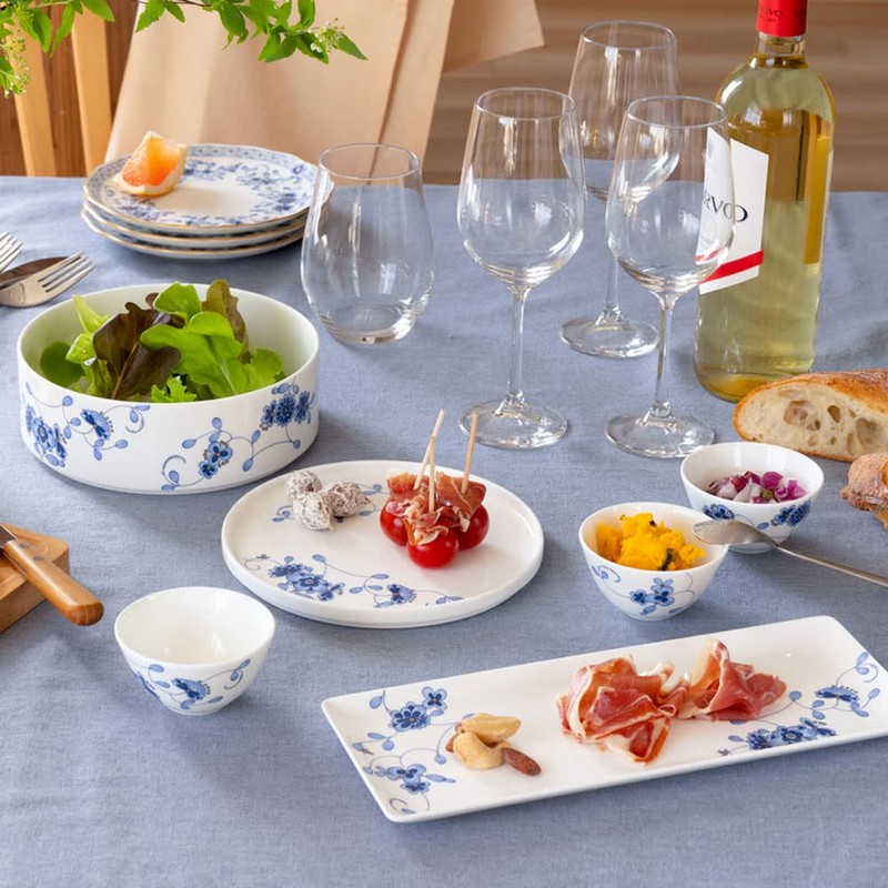 NARUMI 97154-23355 Milano Blue Plum Blossom Chintz Pattern Dinnerware Set,