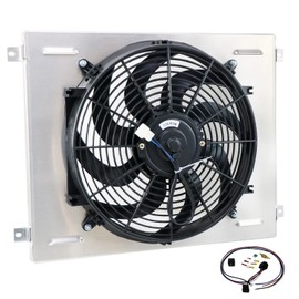 Aluminum Radiator Shroud&14'' Electric Fan Assemble for 1967-1970 Ford Mustang 1968-1969 Torino/63-69 Fairlane Mercury Comet 302 V8, 20''W