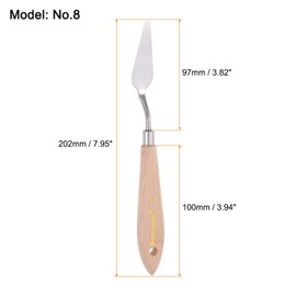 HARFINGTON No.8 Painting Palette Knife Stainless Steel Pointy Spatula Pallet Knife with Beech Wood Handle for Oil Acrylic Paint Canvas Mixing Spreading
