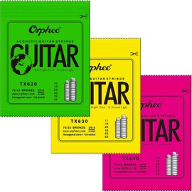 southdeep 3 Sets Colorful Ball End Phosphor Bronze Folk Acoustic Guitar Strings Three Gauges (010-047) (011-052) (012-053)