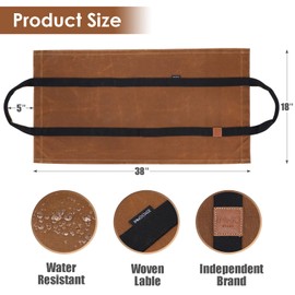 INNO STAGE Firewood Log Carrier Tote Bag with Super Strong Double Straps for Reinforce, 16oz Waxed Canvas Heavy Duty & Long Lasting for Wood Hay Hauling for Fireplace or Outdoor Camping-Rust Color