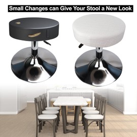 HuaLiSiJi Stool Covers Round 30-40cm/12-15.7" Round Bar Stool Covers, Luxurious Fabric Round Stretchable Wrinkle Resistant Washable Dustproof Stool Cover (4, White)