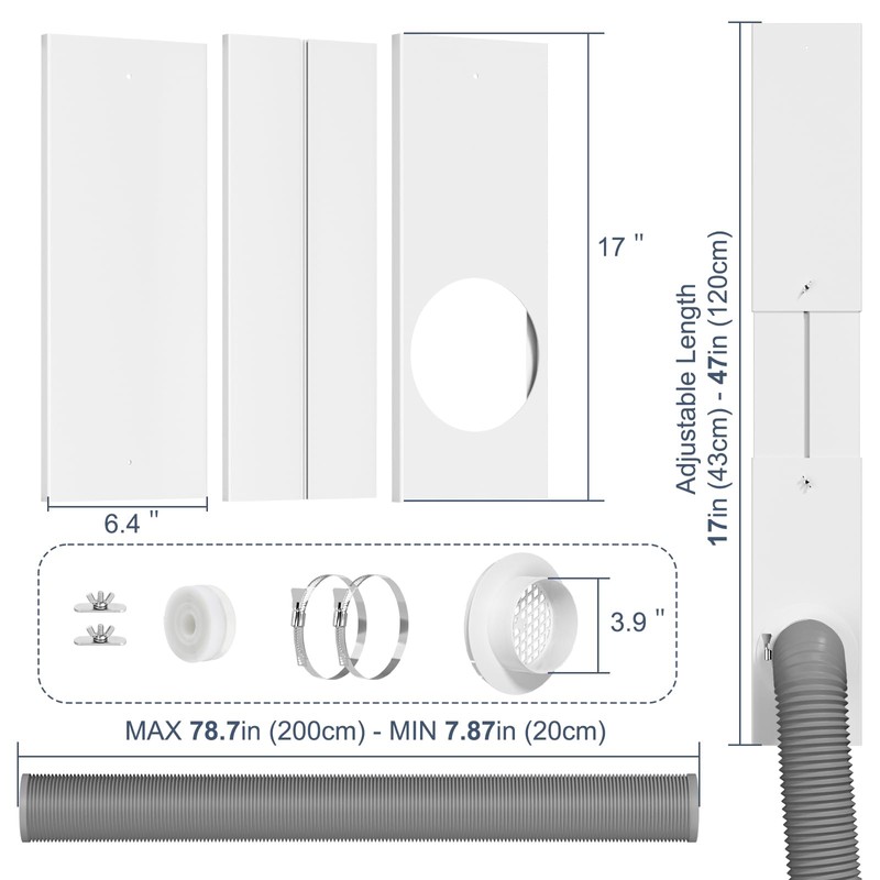 Dryer Vent Window Kit with Hose, Adjustable Window Duct Kit
