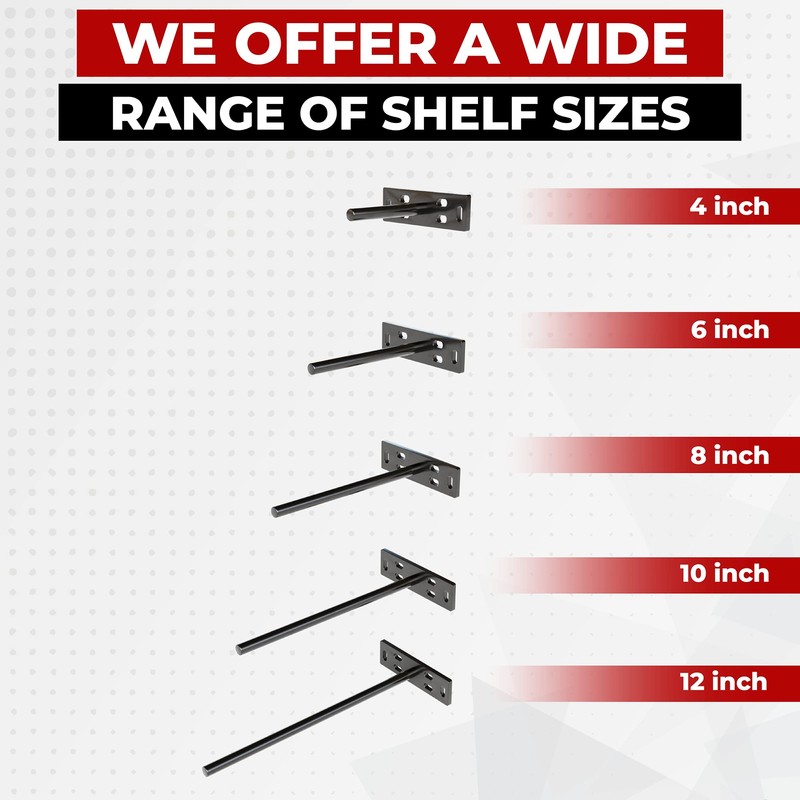 Set of 4 Floating Shelf Brackets Heavy Duty (1/4 inch