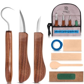 Beginner-Friendly Wood Carving Kit, 3pc Whittling Knife Set with Wood Carving Knives, Spoon Carving Knife, Basswood Blocks, & Fun Learning Videos, Wood Whittling Kit for Beginners from Schaaf Tools