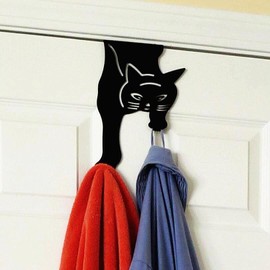 EatingBiting Lucky Black Cat Hooks Over The Door Hook for Hanging Organizer Strong Metal Hook Black-Over The Door Organizer-Strong Metal Hooks