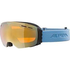 ALPINA GRANBY Q-LITE Mirrored, Contrast-Enhancing Ski Goggles with 100% UV Protection for Adults, Grey/Sky Blue, One Size