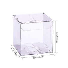 BENECREAT Set of 60, PVC Transparent Plastic Case, 2.0 x 2.0 x 2.0 inches (5 x 5 x 5 cm), Folding Box, Waterproof, Valentine's Day, Chocolate Storage, Trinket Box, Clear Gift Box