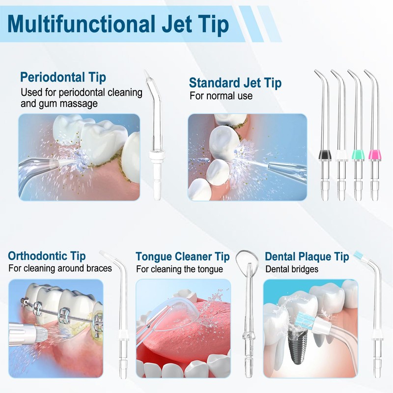Replacement Heads for Waterpik, 8 Pcs Oral Irrigator Nozzle Set,