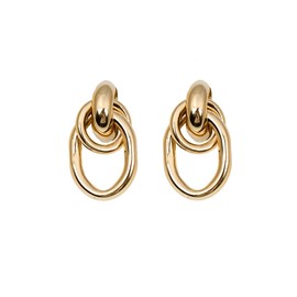 Gold Geometric Drop Dangle Earrings for Women Thick Chunky Long Link Dangle Earrings Jewelry Gift (gold)