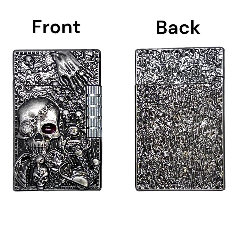 Cool Skull Lighter, Skeleton Lighter, Refillable Metal Lighter with Wheel