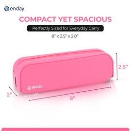 Enday Pink Silicon Pencil Case, Silicon Pencil Pouch Aesthetic, Portable Small Pencil Case For Office & School Supplies, Pen Case for Girls Women Makeup Pouch