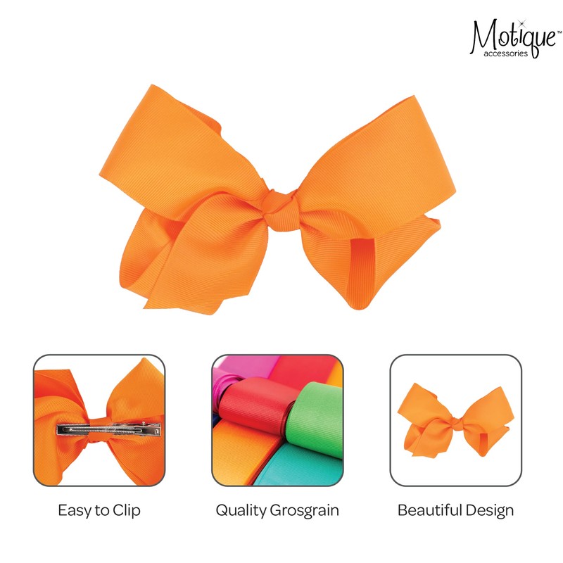 5.5 Inch Bow Clip - Light Orange