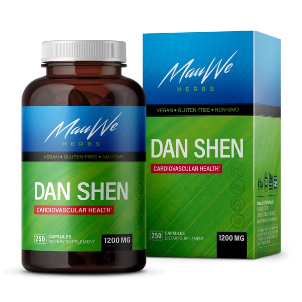 Dan Shen Herb Red Sage Supplement - Salvia Miltiorrhiza or Dan Shen Root Extract for Heart, Brain, Bone, Oral Health - Organic Chinese Herbs Rich in Antioxidants - 250 Red Sage Capsules