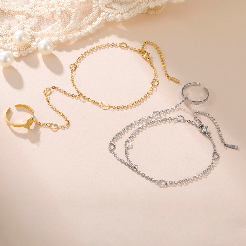 UNIFT Hand Chain Bracelets for Women Set Stainless Steel Adjustable