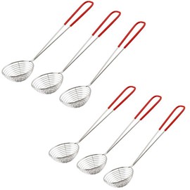 Nuluxi fondue sieve stainless steel kitchen sieve with handles fine mesh kitchen sieve. Practical sieve spoons made of stainless steel. Perfect for cooking vegetables, mushrooms, fish meat (6 pieces).