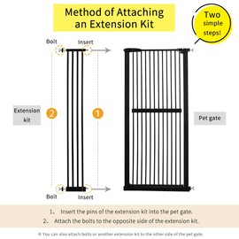 Lumizone Extra Tall Cat Gate Extension Kit 61.02" High Pressure Mounted 8.27" Extra Wide 1.37" Gap No Drilling Tall Pet Gate for Dogs (Black, 8.27" W)
