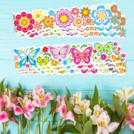 Omlisca Spring Bulletin Board 78.7ft Die-Cut Flowers Butterfly Bulletin Border Flower Cutouts Floral Border Trim Classroom Decorations Wall Decals for School Office Home Holiday Party Supplies