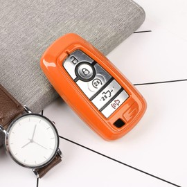 Hoolcar Key Fob Cover Case Key Holder Shell Remote Control Smart Key Fob Protector Compatible with 2018-2022 Ford F150 Explorer, 2021-2022 Ford Bronco, Orange, Orange, Small