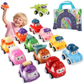 TGXLAK Toys for 1 2 3 Year Old Boys,12 Pcs Pull Back Toy Cars with Play Mat Map, Easter Present for Childrens Toddler Toys Age 1-3 Years,Christmas Baby Gifts Boys Game Age 1