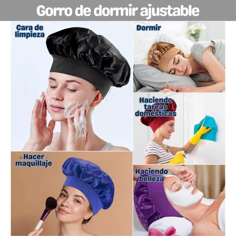 Universo en Linea 2 Gorro Satén Seda Dormir Sombrero Elástico