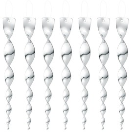 12 Pack 12 Inches Silver Wind Twisting Rods with Reflective Spiral Design, Hanging Wind Spinner Keep Birds Away for Outdoor Yard, Garden, Farm and Christmas Tree Decorations