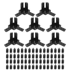 sourcing map 3-Way End Corner Brackets, 4Set L Type Interior Joint Connectors with Screws for 4040 Series Aluminum Extrusion Profile (Black)