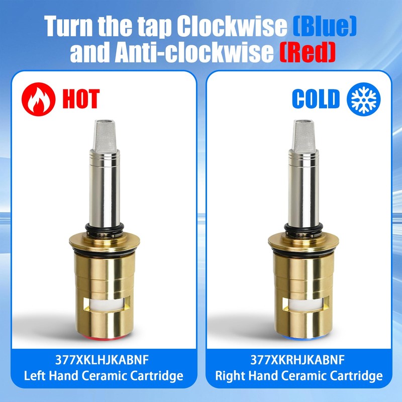 Upgraded 377XKRHJKABNF & 377XKLHJKABNF Long Ceramic 1/4-Turn Cold & Hot