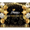 DORCEV 8x8ft Happy Retirement Photography Backdrop Black and Gold Retirement