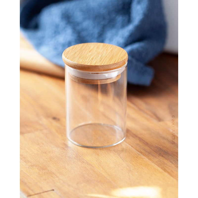 4 oz Premium Borosilicate Clear Tall Glass Jars with Bamboo