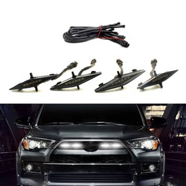 neynavy 4 PCS White LED Lights, Grille Raptor Lamps Car Accessories with Harness and Fuse Compatible with 2014-2022 Toyota 4Runner TRD Pro Grille (White)