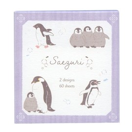 Saezuri Note Penguin Notepad, Tabletop, 2 Patterns, Assorted, 60 Pieces, Cute Birds, 49