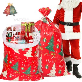 Large Christmas Gift Bags, 2PCS 56"X 36" Jumbo Extra Large Gift Bag, XL Christmas Bags for Wrapping Oversized Giant Huge Gifts, Xmas Santa Big Holiday Gift Bags, XXL Plastic Gift Bags for Presents