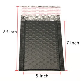 5x7 Inch Black Poly Bubble Mailers Small Padded Envelopes Self-Sealing Shipping Bags 100 Pack