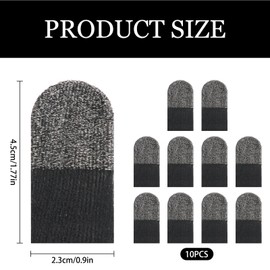 Jawfait 10pcs Gaming Finger Gloves Sleeves, Breathable Sweatproof Touch Screen Mobile Game Glove Silver Fibers Finger Sleeve Thin Thumb Protector Compatible with All Touchscreen Devices