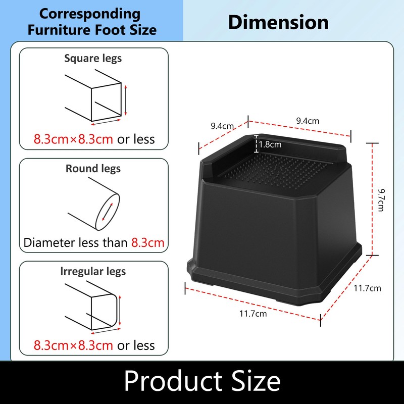Lutown-Teen 6 Pack Bed Risers 3 Inch Heavy Duty Oversized