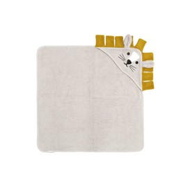 Kindsgut Hooded Towel Lion Made of 100% Certified Cotton, Cuddly Soft for Babies and Toddlers, Ideal for Home or Travel, 75 x 75 cm