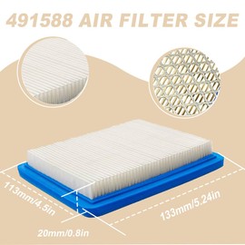 Qiuwanzia 491588S Luftfilter-Flachpatrone für Briggs Stratton 491588 399959 4915885 625-675 Serie für Troy-Bilt TB110 für Toro 20332 für Schubrasenmäher für Craftsman 33644 Luftfilter