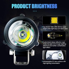 4WDKING Spot LED Driving Lights, 2 Inch Round LED Pods 2 Pcs 20W Waterproof Off Road Work Lamp for Motorcycle ATV Race Dirt Bike 4x4 Pickup Truck Boat Trailer