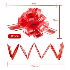 ChauLanBow Pack of 12 Large Gift Bows for Crafts and Packaging, Bow with Gift Ribbons, Decorative Bows for Wedding, Birthday, Holiday Party (Red-12 Pieces)