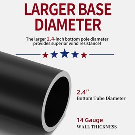 IIOPE 20FT Heavy Duty Flag Pole – 2.4" Large Bottom Tube,Wind-Resistant Sectional Tapered Design, Aluminum Complete Residential Flagpole Kit with USA Flag, Great for Patriotic Displays & Gift Giving