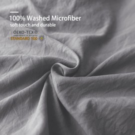 Twin Duvet Cover Washed Microfiber Grey Duvet Cover Set with Bowknot Closure Twin Size 2 Pieces Modern Simple Strap Design for Kids