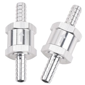 EVIL ENERGY 1/4" Fuel Check Valve One Way Inline Non Return Diesel Gasoline Silver(6mm OD,2PCS)