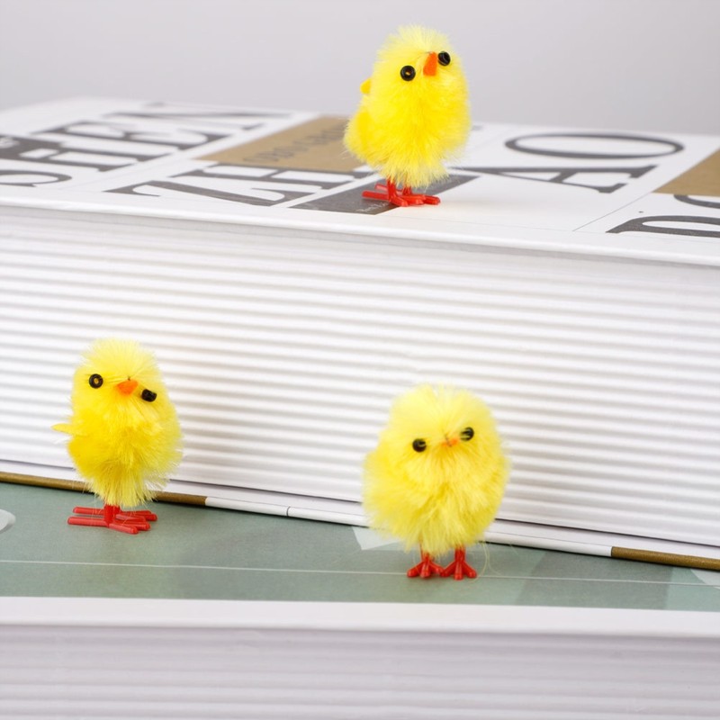 60PCS Mini Easter Yellow Chicks Decoration Toy Farm Animal Statues