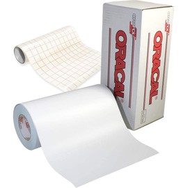 ORACAL 651 Matte White Adhesive Craft Vinyl 12" Roll for Cameo, Cricut & Silhouette Including Free Roll of Clear Transfer Paper (50ft x 12")