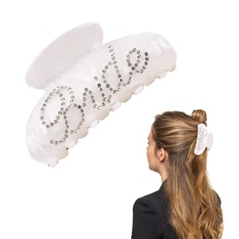Bride Claw Hair Clip, Bride White Acrylic Hair Clips with Rhinestone Logo, Bachelorette Party Wedding Birthday Barrettes Hair Decorations for Girl, Brides to Be Gifts (White)