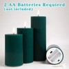 Girimax Teal Flat Top Ribbed Flameless Pillar Candles with Remote,