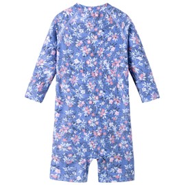UMELOK Baby Girl Swimsuit Rashguard Infant Rash Guard Swimwear UPF 50+ Sun Protection Bathing Suit Sunsuit Blue/Floral-9-12M