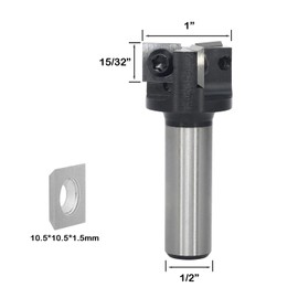 Sinoprotools Spoilboard Surfacing Router Bits 1/2" Shank,Planer Bits with Indexable Inserts,Slab Flattening & Rabbeting Flycutter Router Bit/Planing Bit (D=1",I=10.5mm,S=1/2")